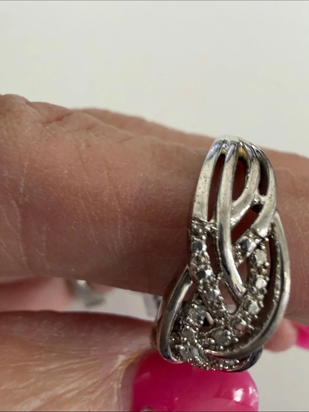 Sterling Silver and Diamond Ring size 8